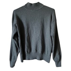 Roots Sz S Cashmere Cotton Mock Neck Grey Soft  Sweater Casual Academia Timeless